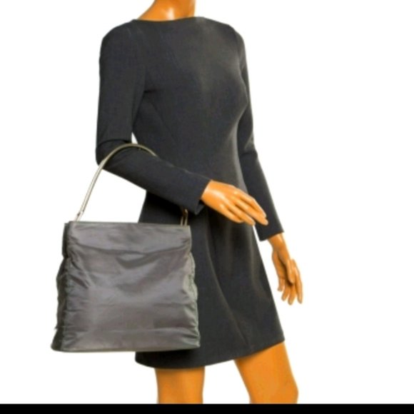 Prada Handbags - Prada green nylon silver handle shoulder bag tote